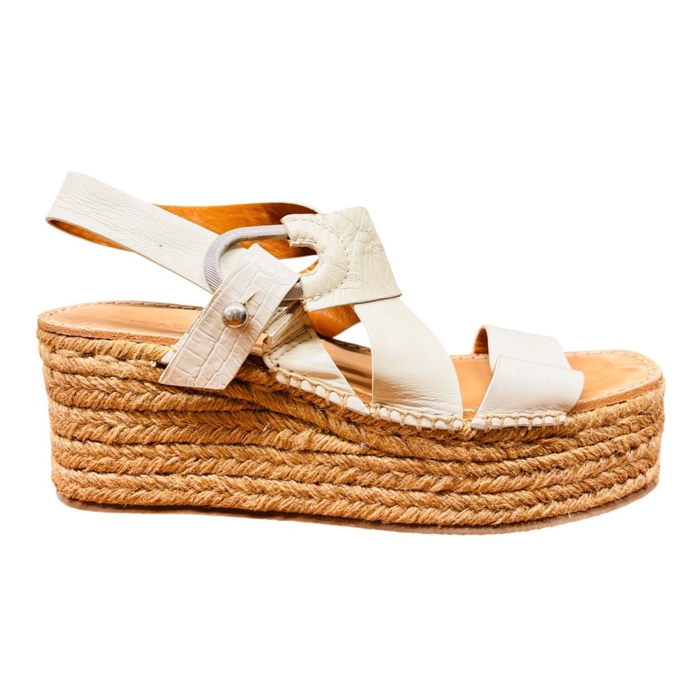 Rag & Bone August Platform Espadrille Sandals Antique White Leather 40 US 10